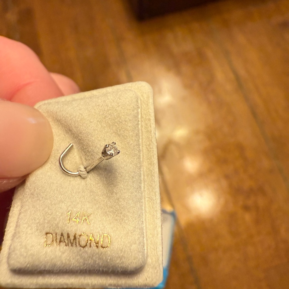 Elegant Silver Diamond Nose Ring